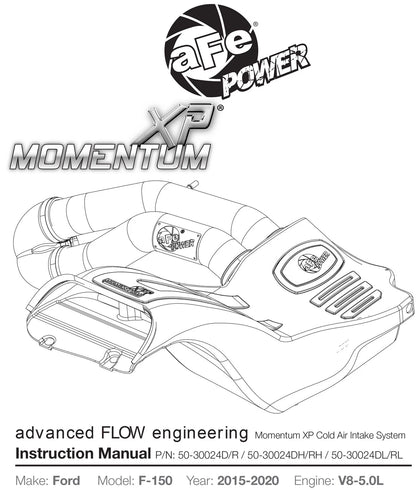 aFe Momentum XP Pro 5R Cold Air Intake w/ Black Alum Tubes | Ford F-150 V8 5.0L (15-18) (50-30024R)