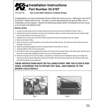 K&N 33-2187 High Flow Performance Air Filter for 2001-12 Escape / 00-11 Tribute