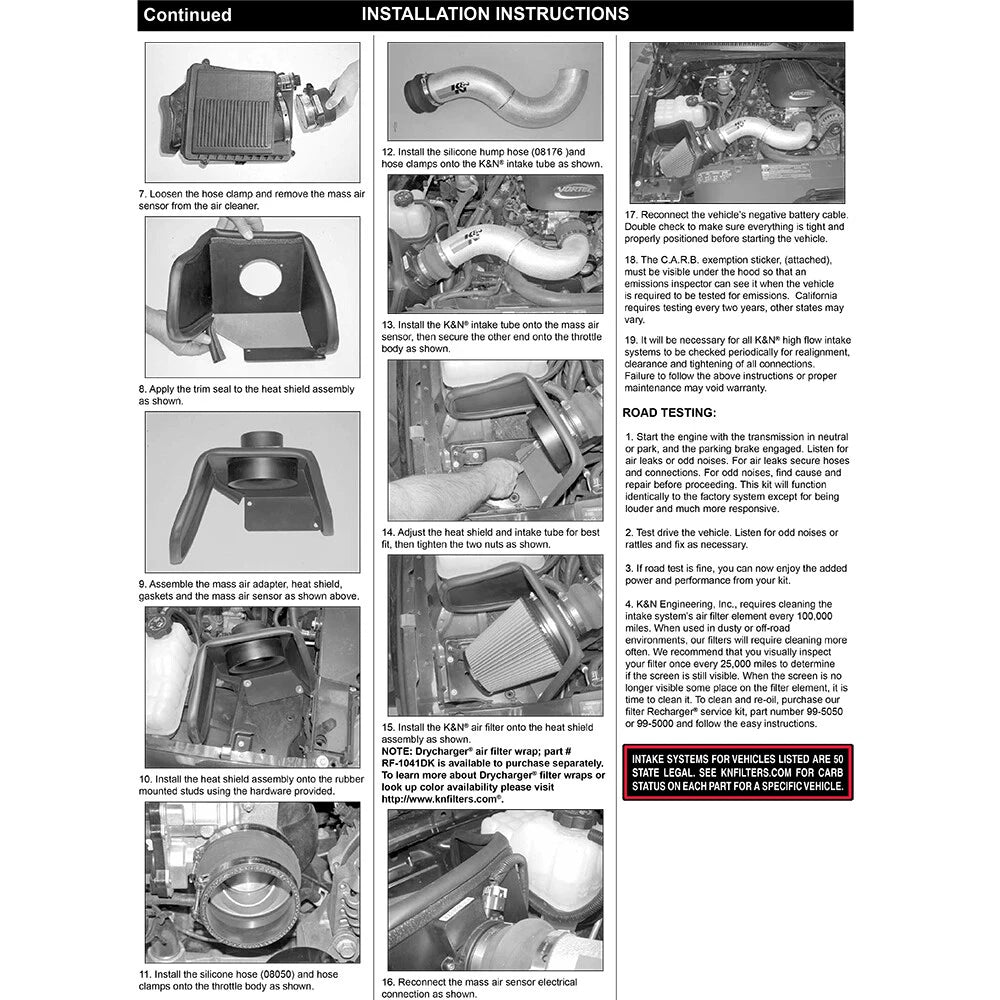 K&N High Flow Performance Kit | Chevrolet/GMC Pickup & SUV V8 (05) (77-3050KP)