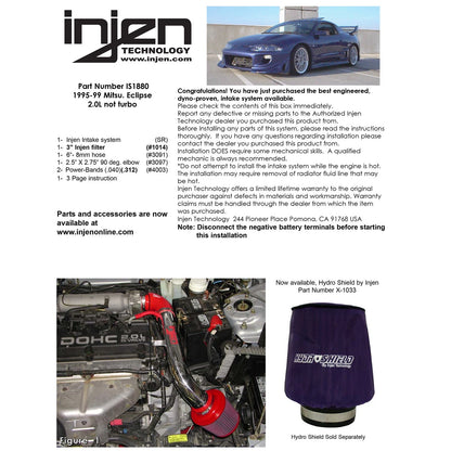 Injen Polished Short Ram CAI | Mitsubishi Eclipse 2.0L Non-Turbo (95-99) (IS1880P)
