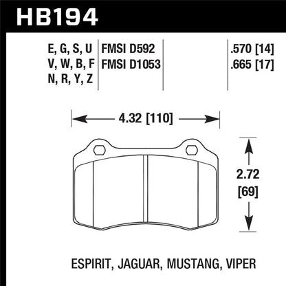 Hawk Performance Street Rear Brake Pads | Chevrolet Camaro SS (2010) (HB194F.570)