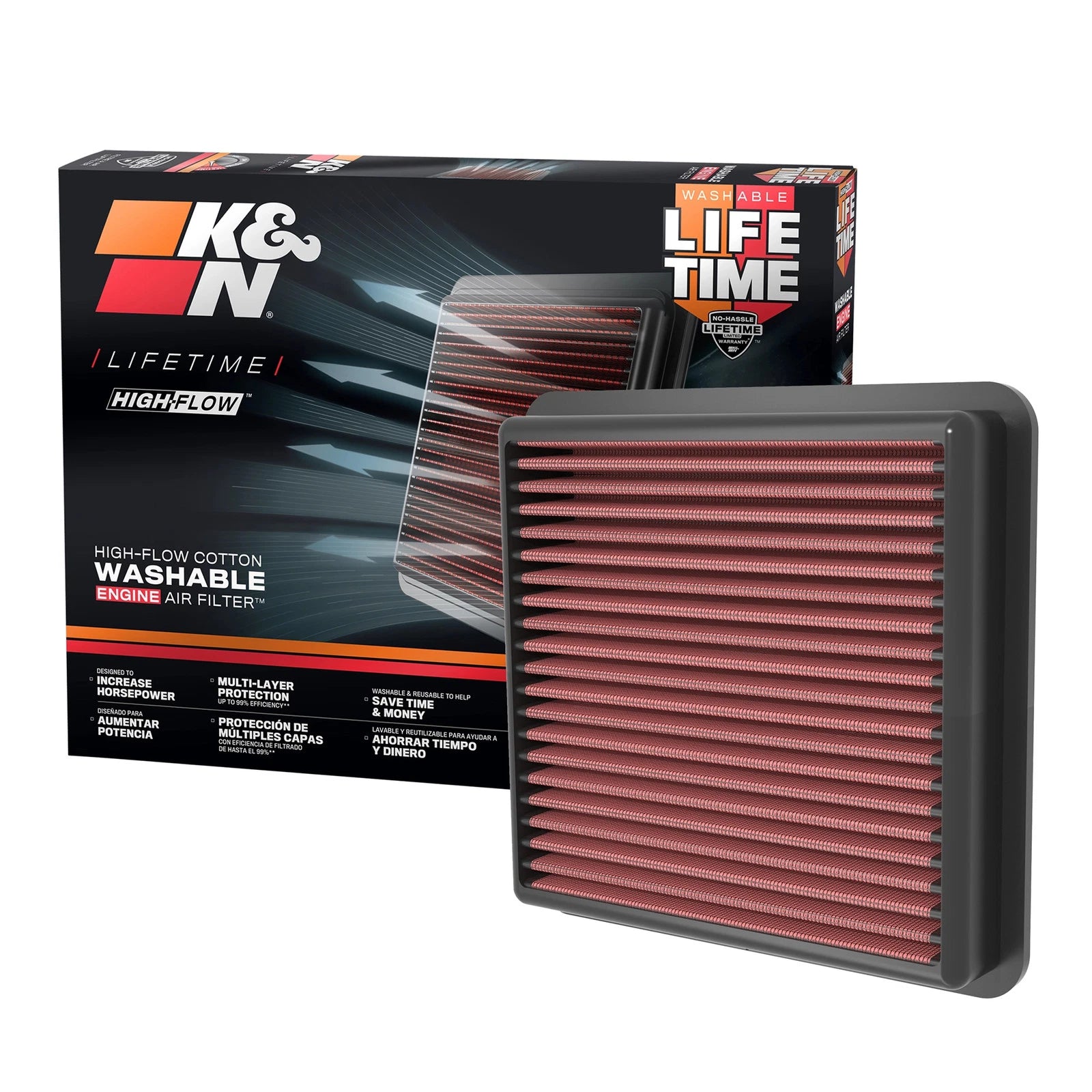 K&N 33-5118 Performance Air Filter for 2020-2023 i30 / 2021-23 Elantra 1.6L 2.0L