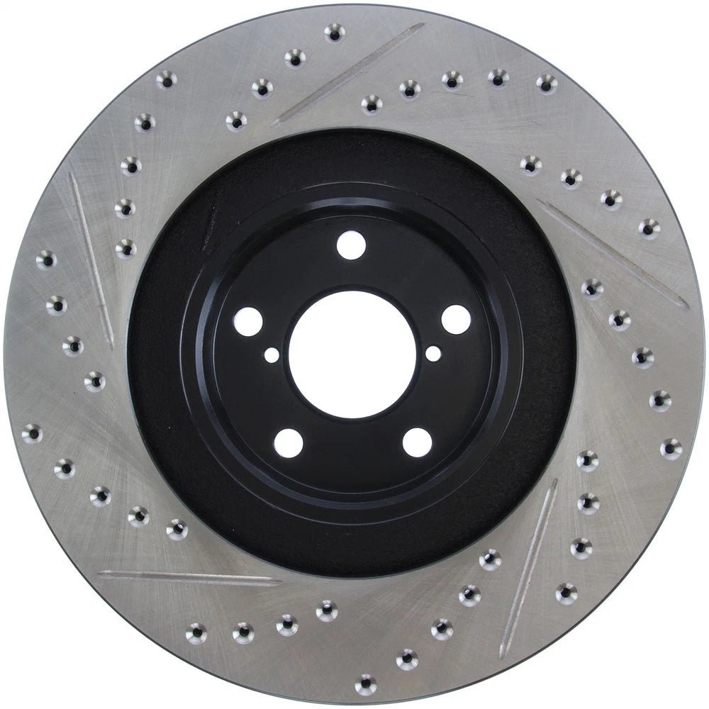 StopTech Slotted & Drilled Left Front Rotor | Subaru WRX (02-10) (127.47018L)