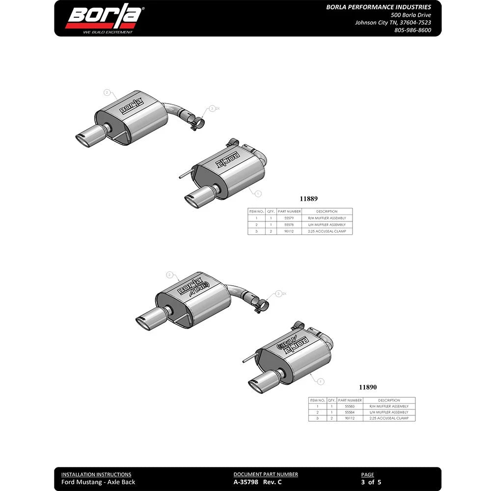 Borla Axle-Back Exhaust System - ATAK | 2015-2017 Ford Mustang 5.0L (11895)