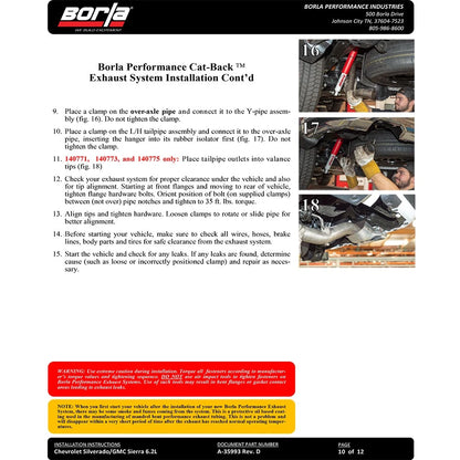Borla Cat-Back Exhaust System - Touring | Multiple Fitments (140771)