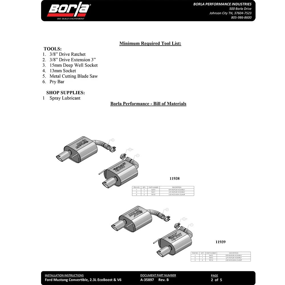Borla Axle-Back Exhaust System - ATAK | Multiple Fitments (11939)