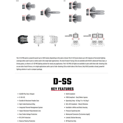 Rigid D-SS Pro Side Shooter Light | Spot / White Housing / Pair (RIG862213)