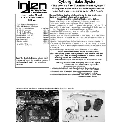 Injen Black Cold Air Intake System | Honda Accord Coupe 3.5L V6 (08-09) (SP1685BLK)