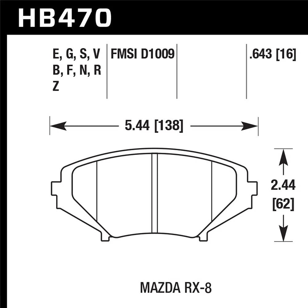 Hawk Performance Street Front Brake Pads | Mazda RX8 (2004–2009) (HB470F.643)