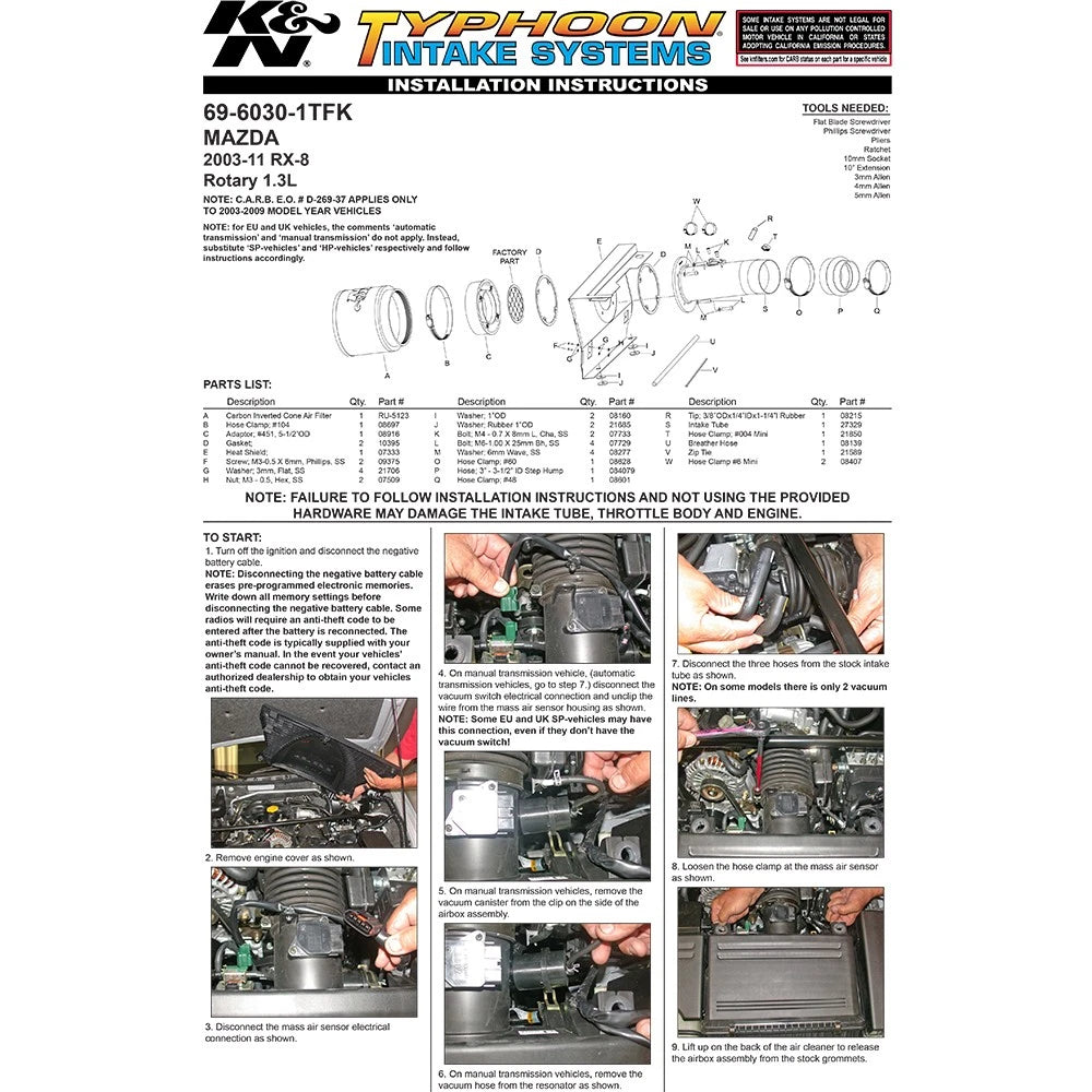 K&N Engineering Short Ram Intake: Mazda RX-8 2004 - 2009