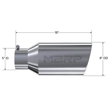 MBRP Universal Tip 8in OD Rolled End 5in Inlet 18in Length T304