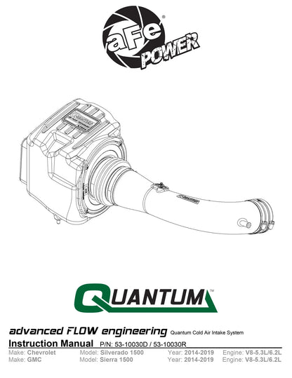 aFe Quantum Cold Air Intake w/ Pro Dry S Media | GM Silverado/Sierra 1500 V8-5.3/6.2L (14-19) (53-10030D)