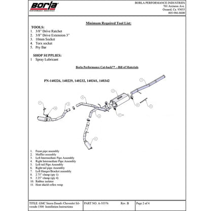 Borla Catback Exhaust | Chevrolet Sierra 1500 (09-11) / Silverado 1500 (09-11) (140341)
