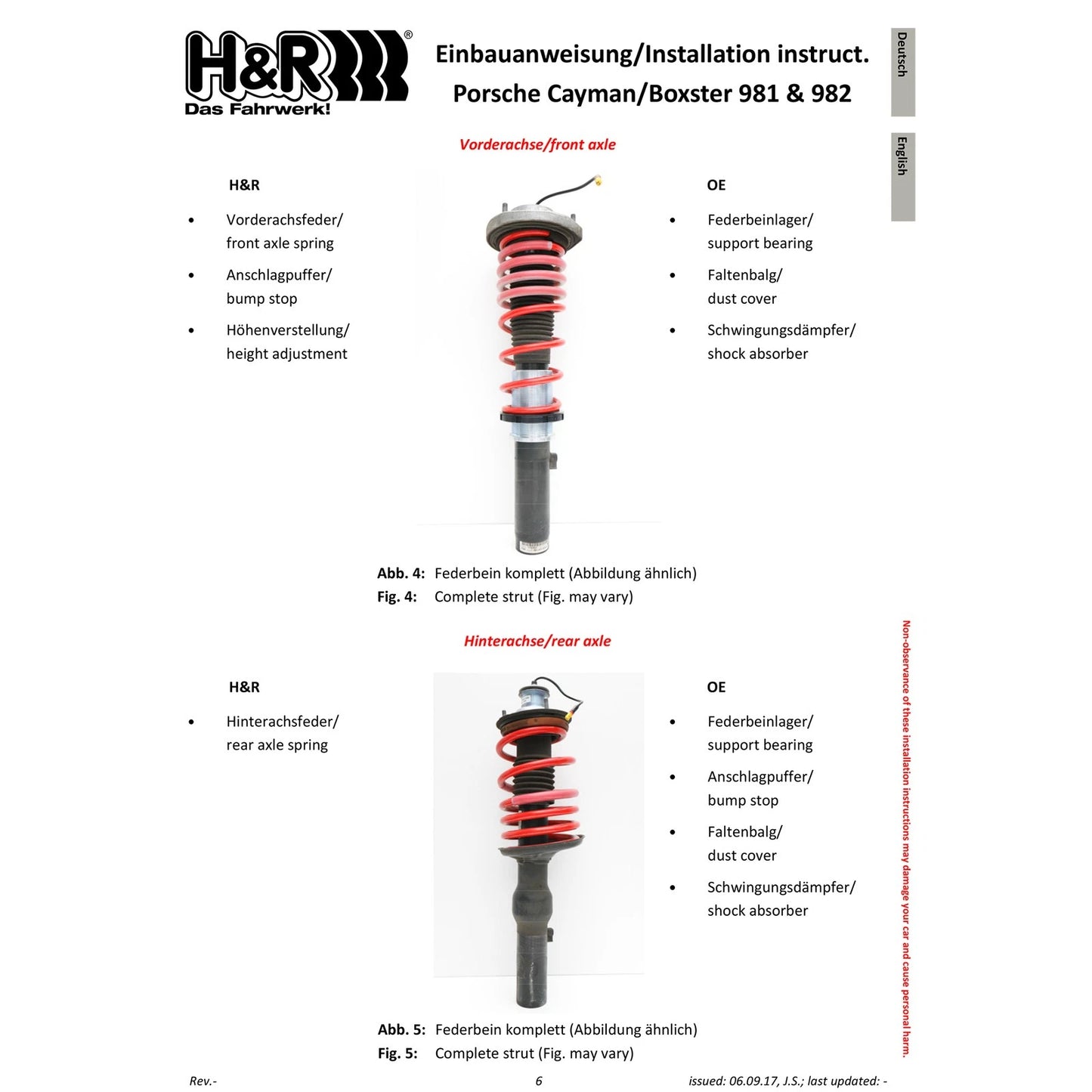 H&R VTF Adjustable Lowering Springs w/ PASM | Porsche 718 Cayman S (17-23) (23006-1)