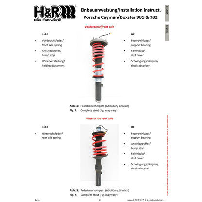 H&R VTF Adjustable Lowering Springs w/ PASM | Porsche 718 Cayman S (17-23) (23006-1)