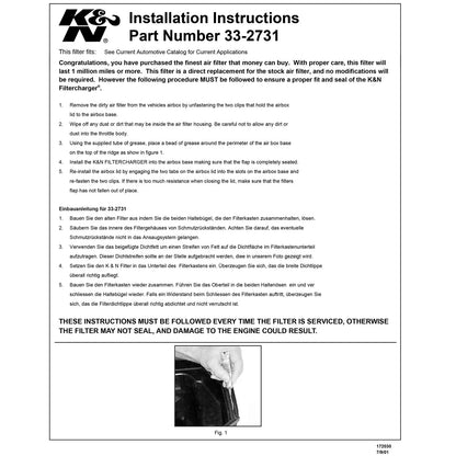 K&N Engineering Porsche 911 Drop In Air Filter 1996 - 1998