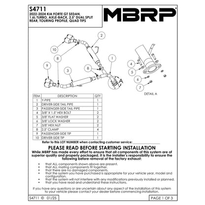 MBRP Armor Lite 2.5in Axle Back | Kia Forte (19-26) (S4711AL)