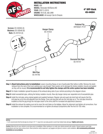 aFe MACHForce XP 4in DPF-Back SS Exhaust | GM Diesel Trucks (07-14) (49-44004)