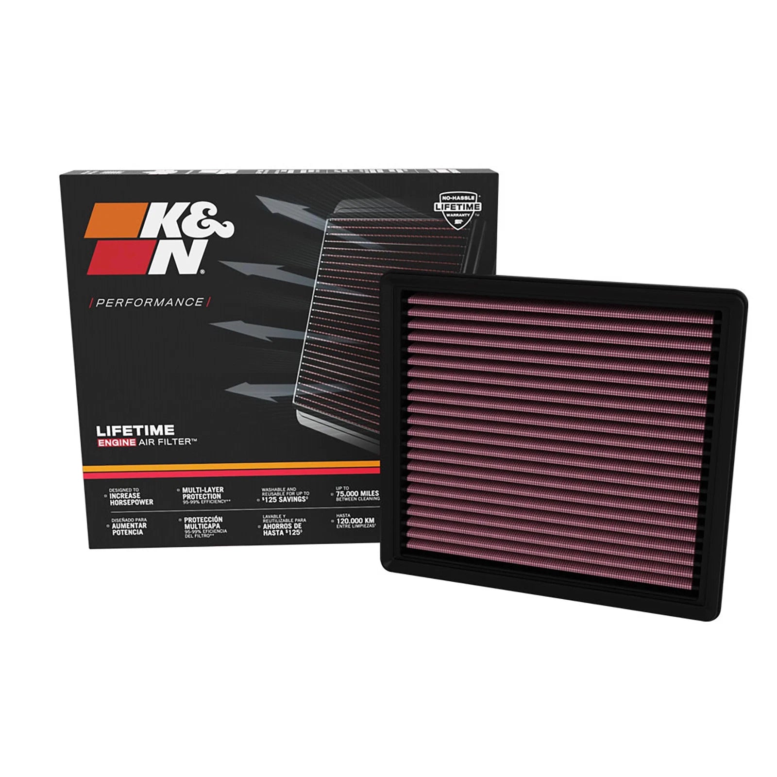 K&N 33-5127 High Flow Performance Air Filter for 21-23 Jeep Wrangler JL 6.4L V8