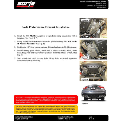 Borla Axle-Back Exhaust System - S-Type | 2014-2017 Toyota Camry 3.5L (11916)