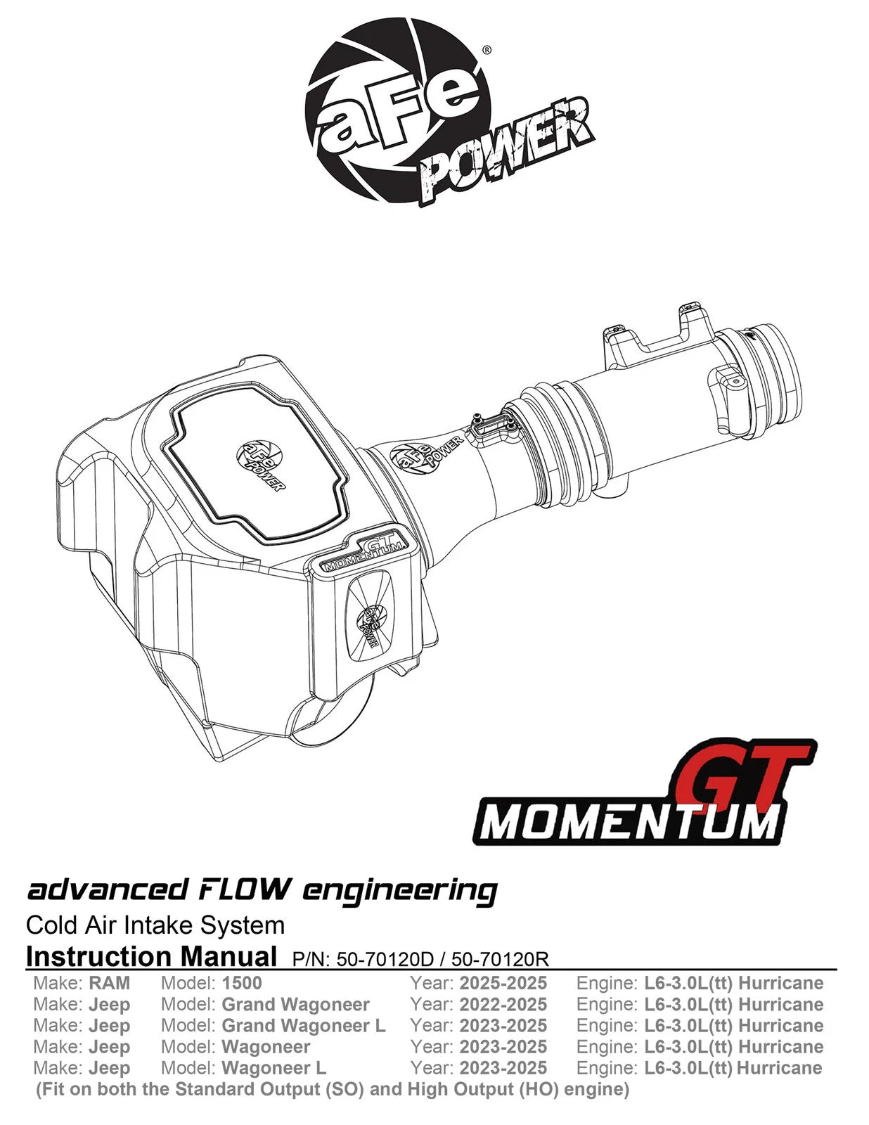aFe 50-70120R Cold Air Intake System for 2025-26 Ram 1500 / 22-26 Wagoneer 3.0L