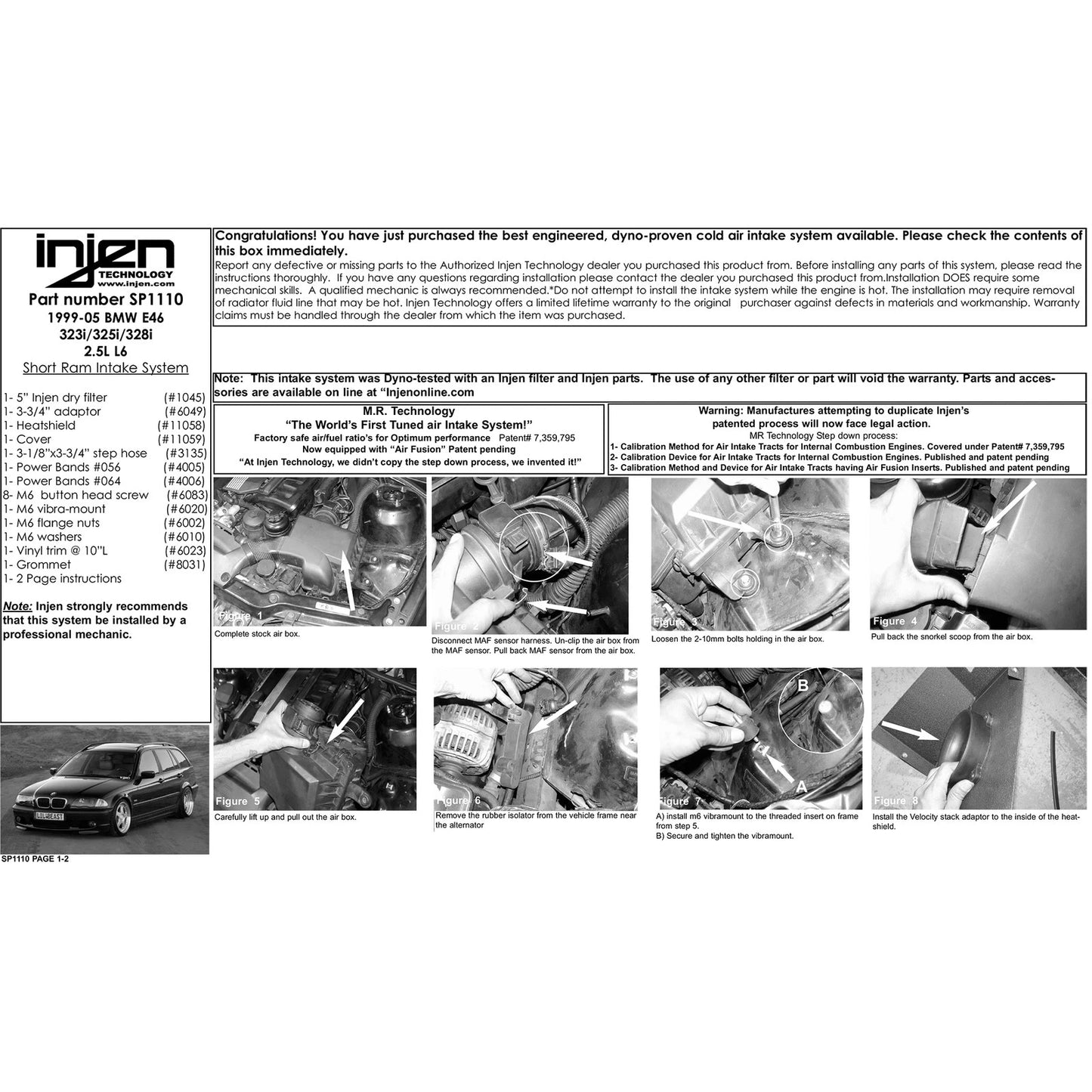 Injen 2.5L Short Ram Intake | BMW 3 Series (E36, 99-00 323i, 99-00 328, 01-05 325, Z3, Z4) with MR Technology