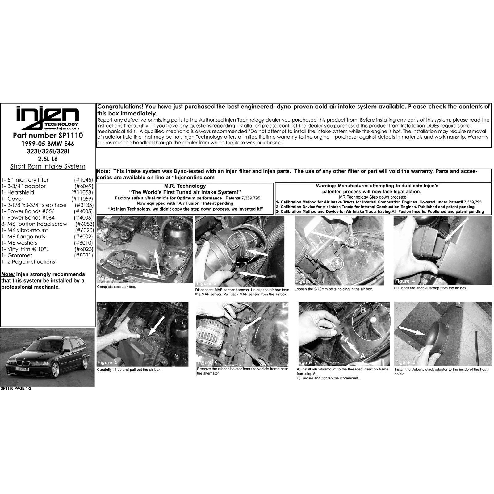 Injen 2.5L Short Ram Intake | BMW 3 Series (E36, 99-00 323i, 99-00 328, 01-05 325, Z3, Z4) with MR Technology