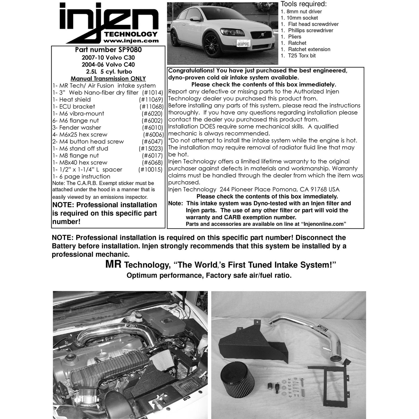 Injen Cold Air Intake | Volvo C30 / C40 T5 2.5L Turbo (03-14) SP9080P