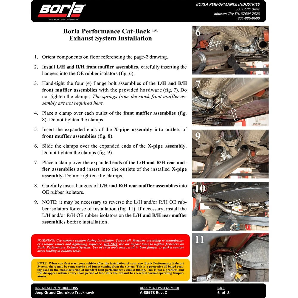 Borla S-Type Cat-Back Exhaust Jeep GC Trackhawk 6.2L (140756)