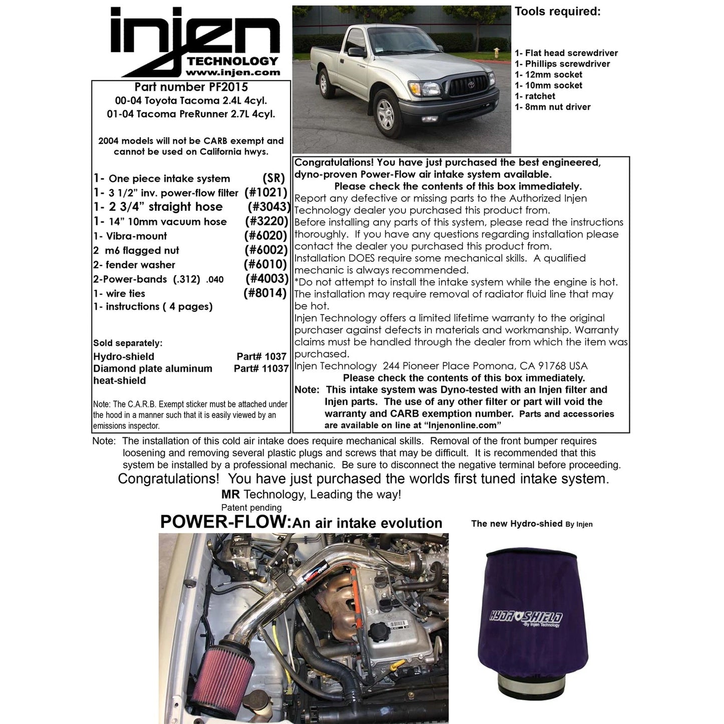 Injen Power-Flow Air Intake | Toyota Tacoma (95-04) (PF2015P)