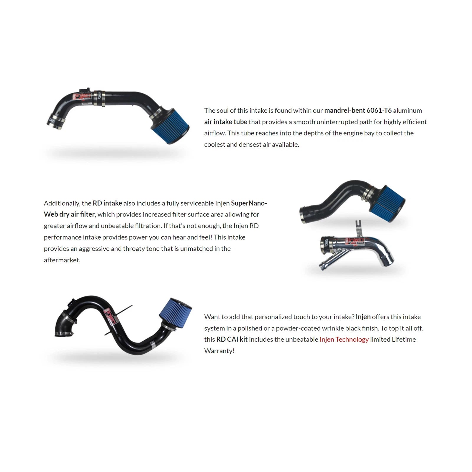 Injen Cold Air Intake System | 1994 - 2001 Acura Integra (RD1450BLK)