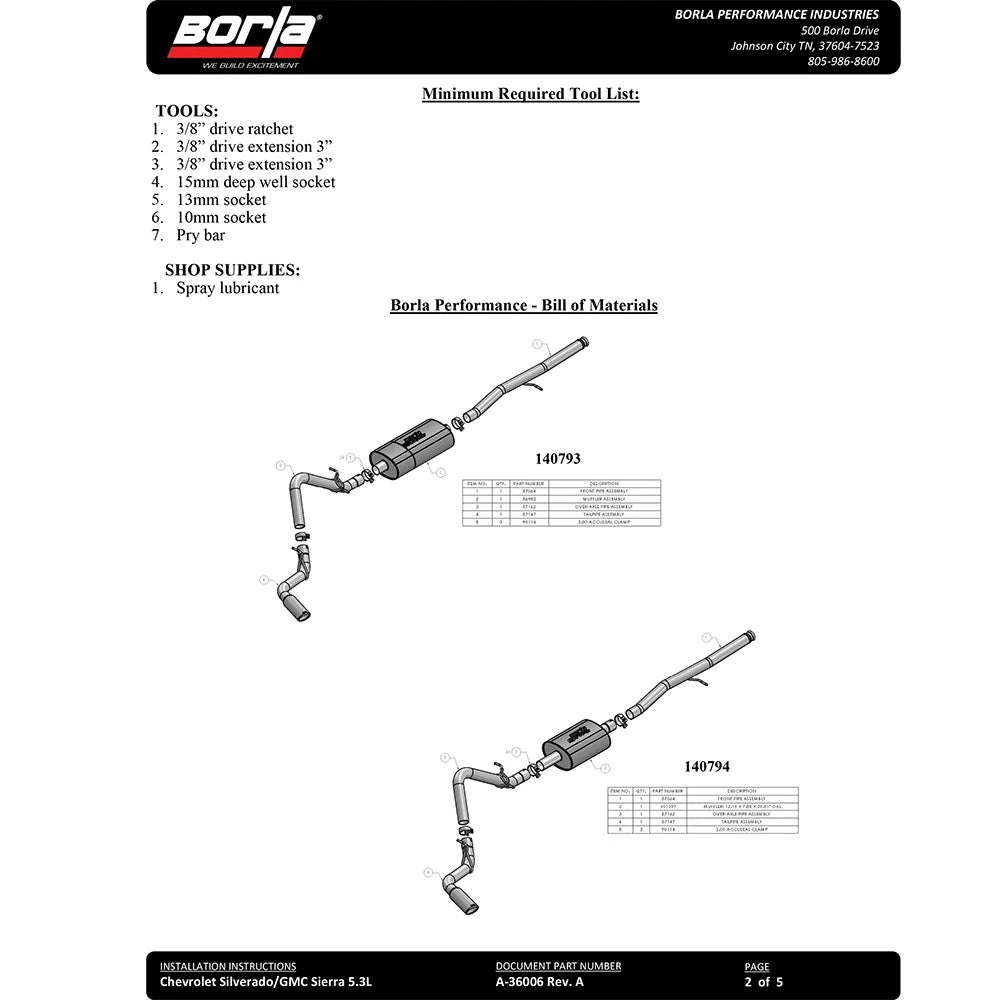 Borla Cat-Back Exhaust System - Touring | Multiple Fitments (140793)