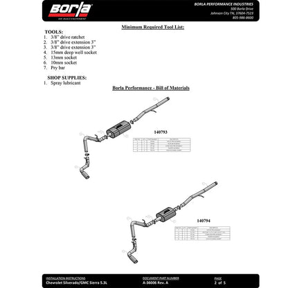 Borla Cat-Back Exhaust System - Touring | Multiple Fitments (140793)