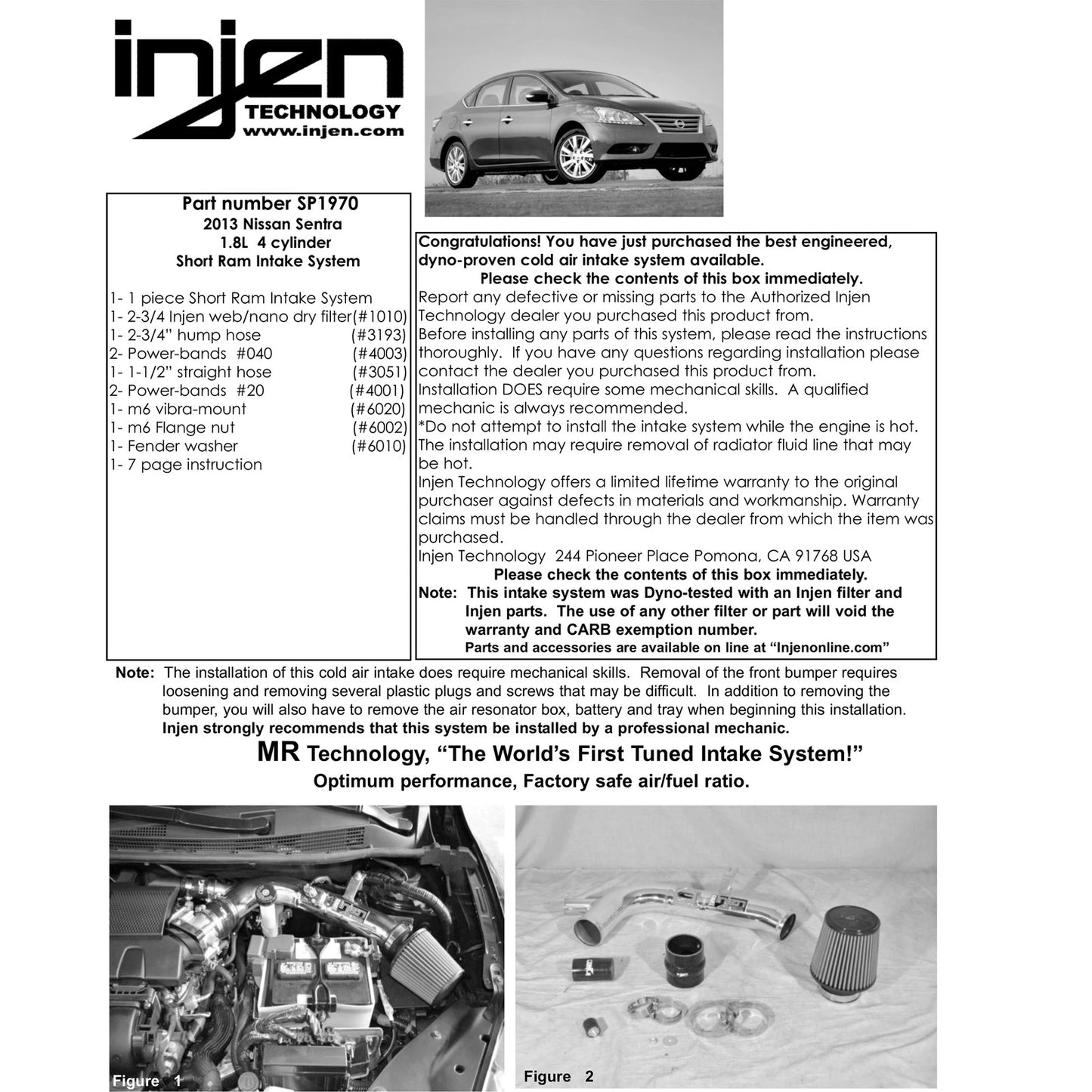 Injen 13-19 Nissan Sentra 1.8L Short Ram Intake | Nissan Sentra (07-13) (SP1970P)