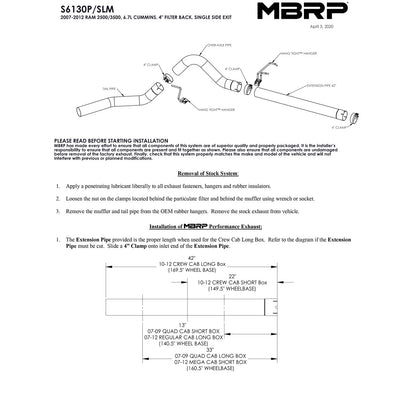 MBRP P Series Exhaust System | Dodge Ram 2500/3500 6.7L (03-10) S6130P