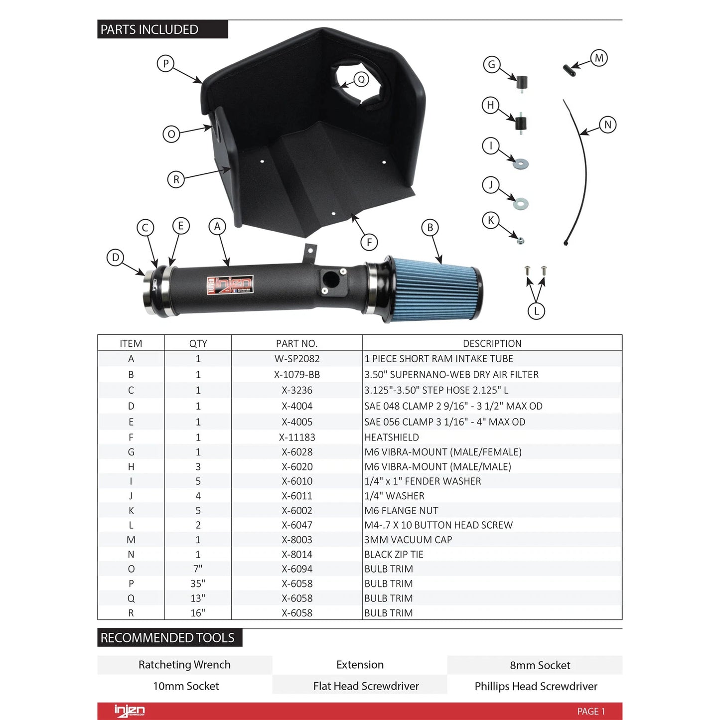 Injen Short Ram Cold Air Intake | Toyota GR Corolla (22-26) 1.6L Turbo (SP2082WB)