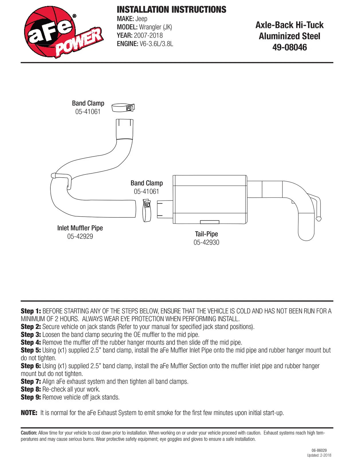 aFe 2.5in Aluminized Steel Axle-Back Hi-Tuck Exhaust | Jeep Wrangler F&R (07-17) (49-08046)