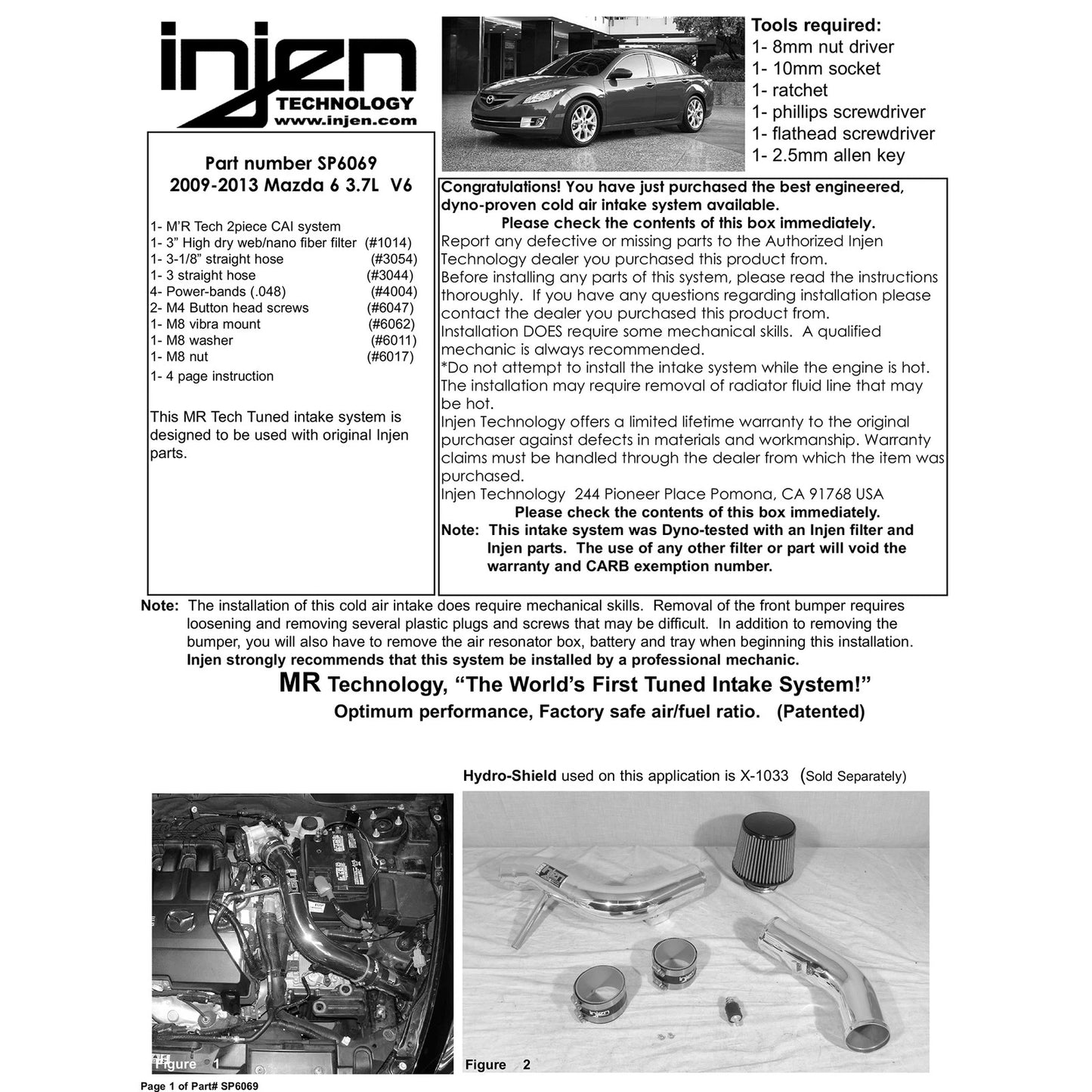 Injen Cold Air Intake | Mazda 6 (07-13) 3.7L V6 (SP6069BLK)