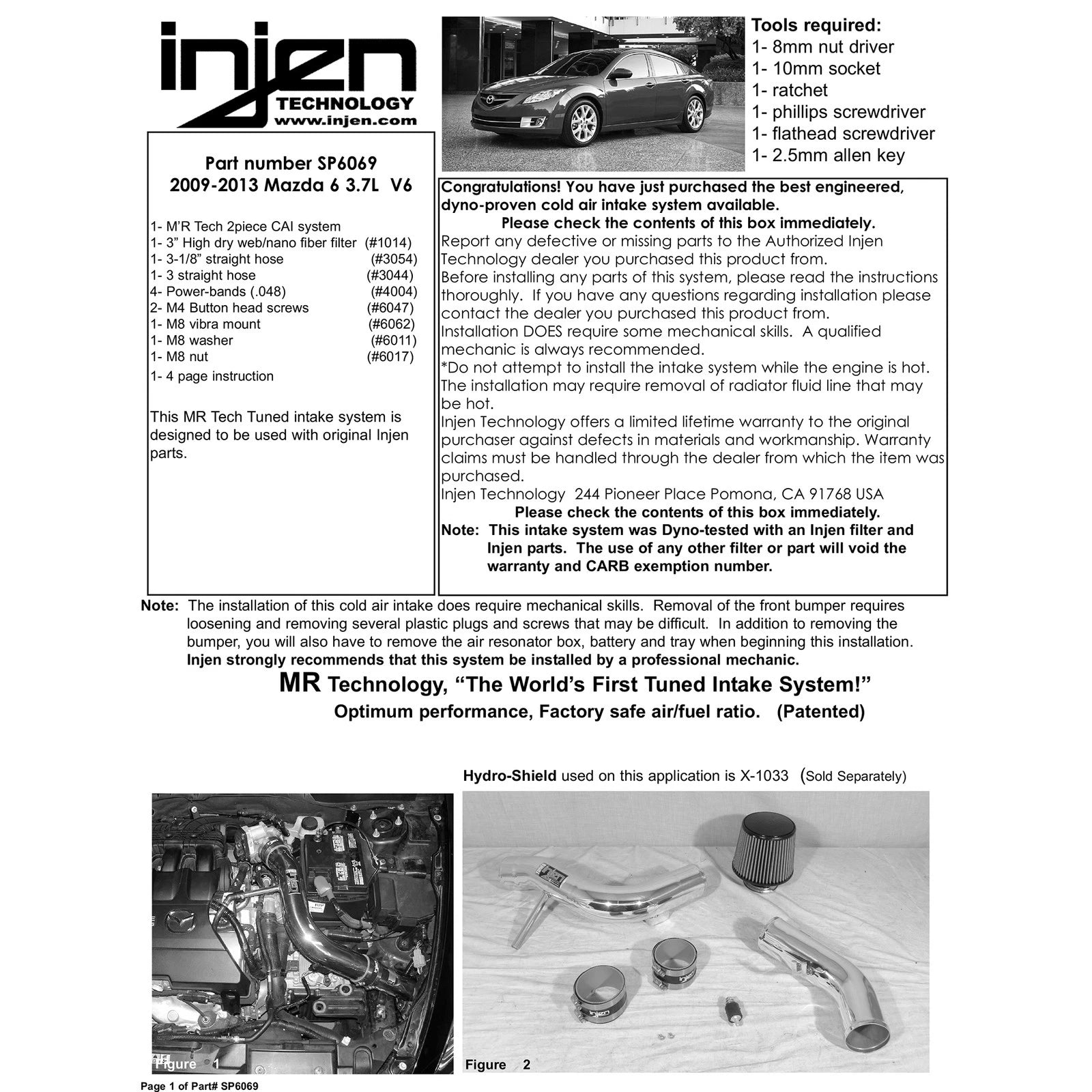 Injen Cold Air Intake | Mazda 6 (07-13) 3.7L V6 (SP6069BLK)
