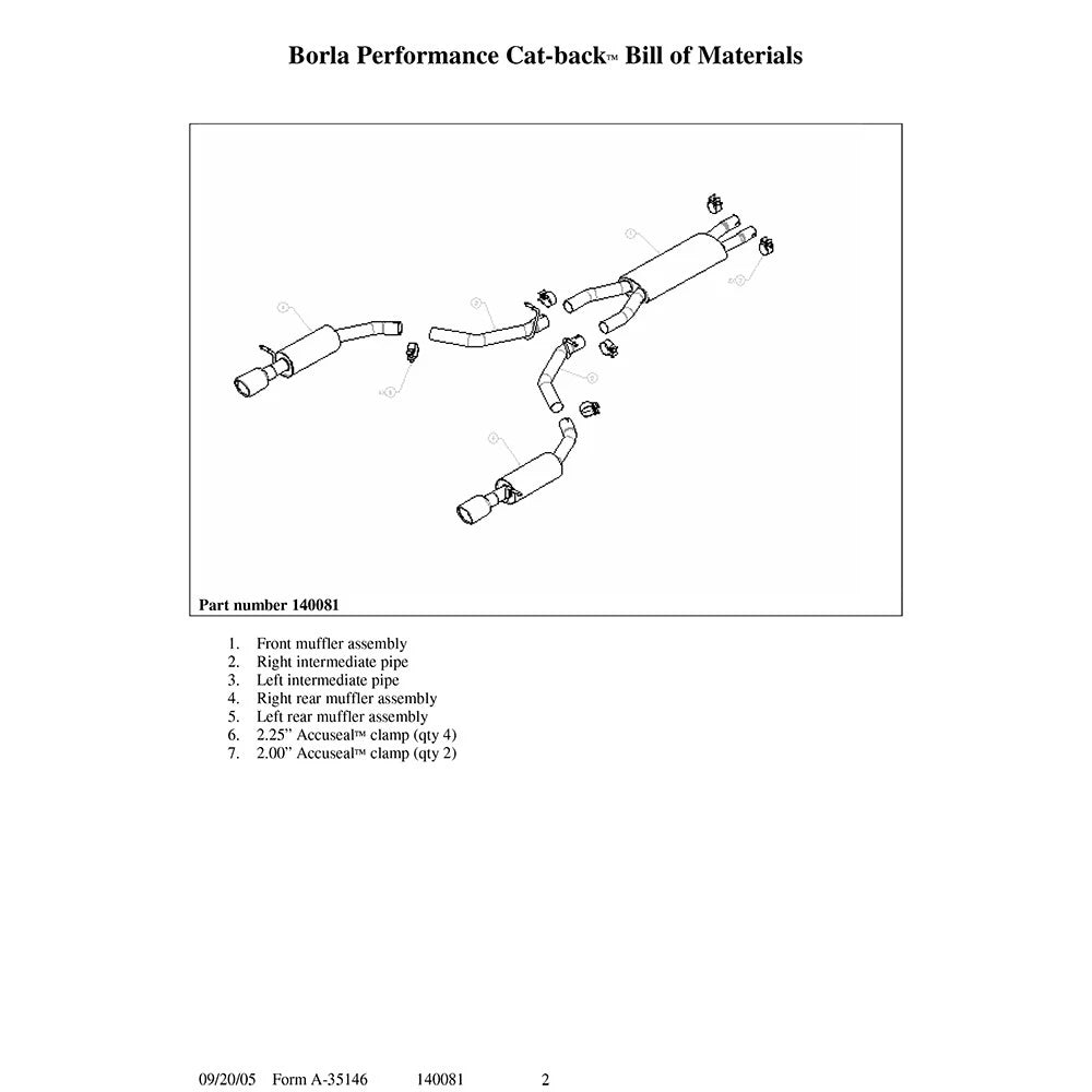 Borla Cat-Back Exhaust System - Touring | 2003-2003 Ford Thunderbird 3.9L (140081)