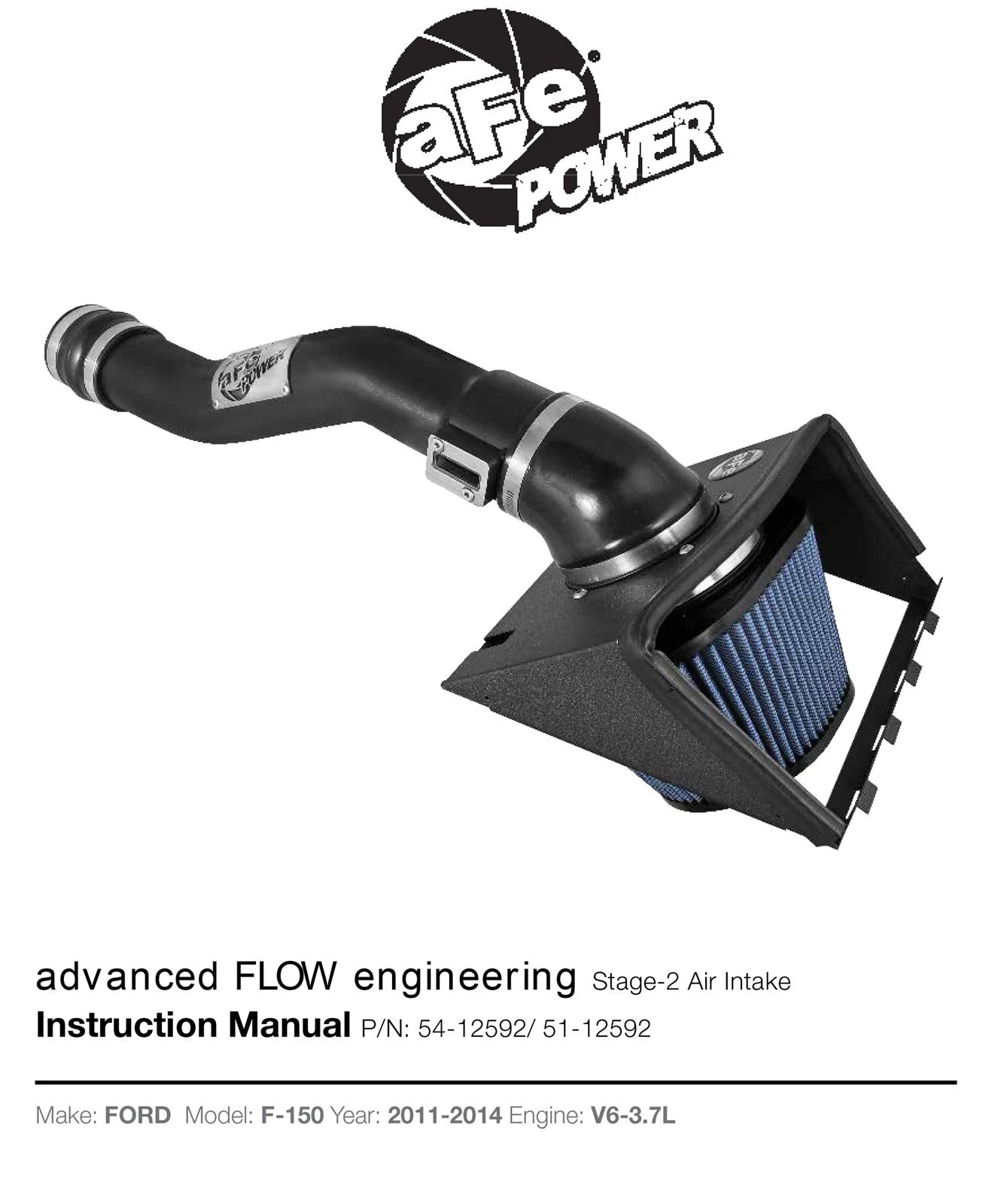 aFe MagnumFORCE Stage-2 Cold Air Intake | Ford F-150 V6 3.7L (11-14) (54-12592) (SPF5412592)