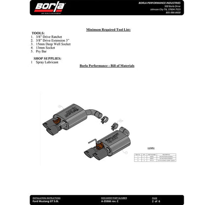 Borla Axle-Back Exhaust System - S-Type | 2018-2020 Ford Mustang 5.0L (11953)