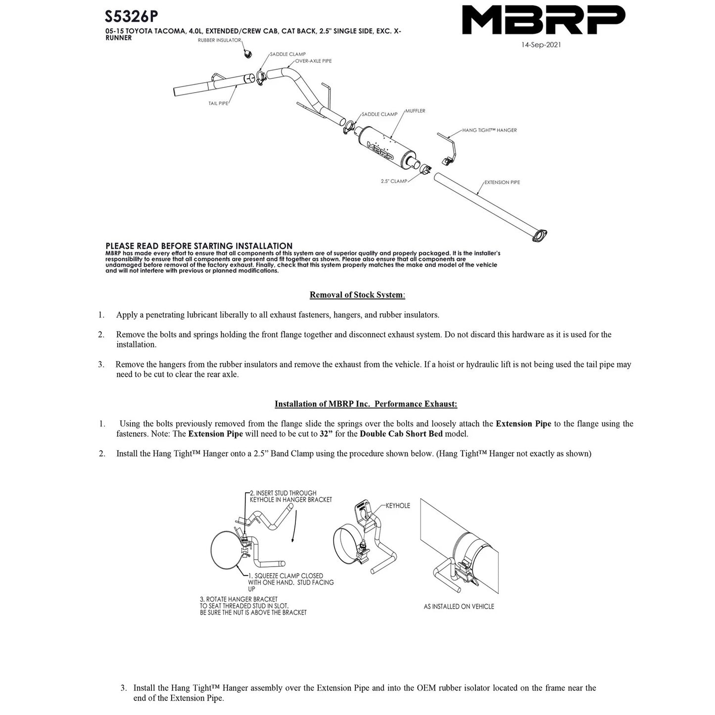 MBRP 2.5in AL P Series Cat-Back Single Side Exhaust | Toyota Tacoma 4.0L (05-13) (S5326P)