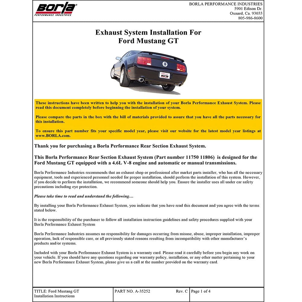 Borla Axle-Back Exhaust System - ATAK | 2005-2009 Ford Mustang GT 4.6L (11806)
