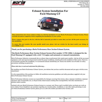 Borla Axle-Back Exhaust System - ATAK | 2005-2009 Ford Mustang GT 4.6L (11806)