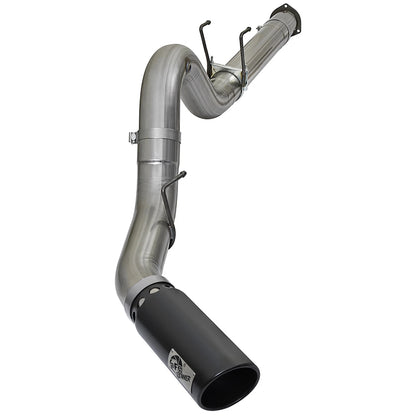 aFe Large Bore HD 5in 409 SS DPF Back Exhaust w/ Black Tip | Ford Diesel Trucks V8 6.7L (49-43090-B)