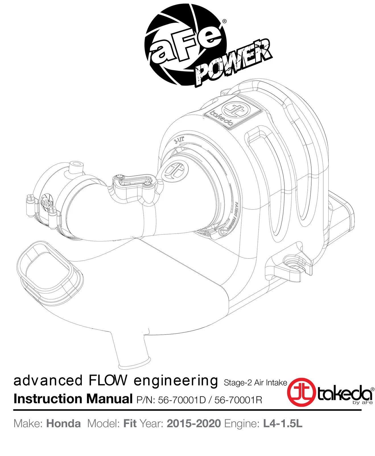aFe Takeda Momentum Pro DRY S Cold Air Intake | Honda Fit I4-1.5L (15-18) (56-70001D)