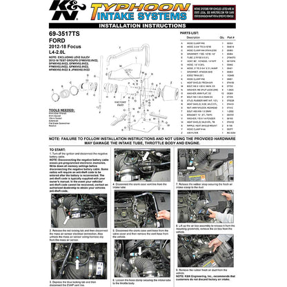 K&N Engineering Typhoon Performance Intake: Ford Focus 2.0L 2012