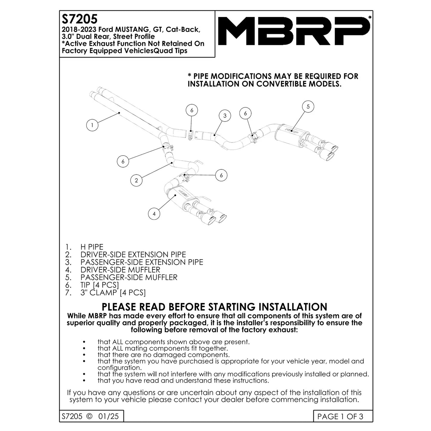 MBRP Perf SS 3" Street Quad Exit Catback | Ford Mustang GT (18-21) (S7205304)