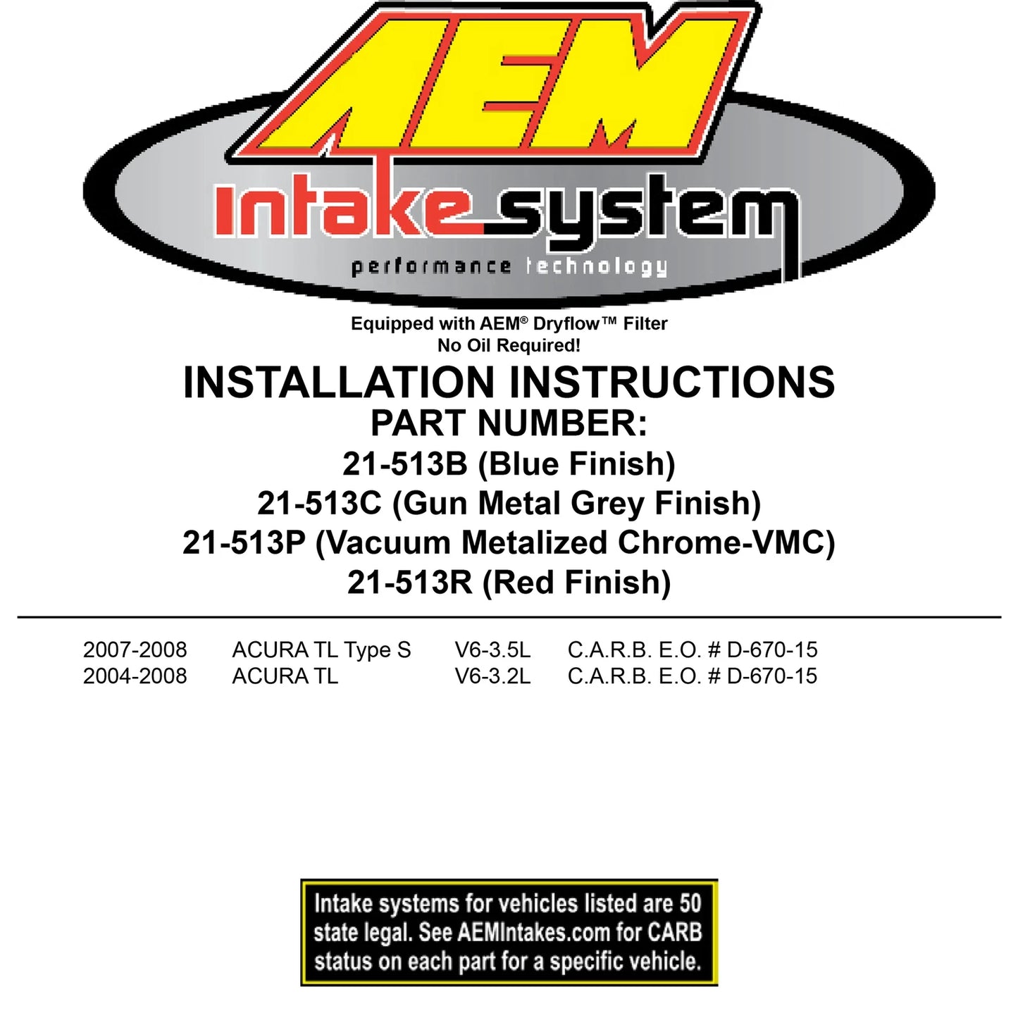 AEM Polished Cold Air Intake | Acura TL (04-07) / TL-S (07) (21-513P)